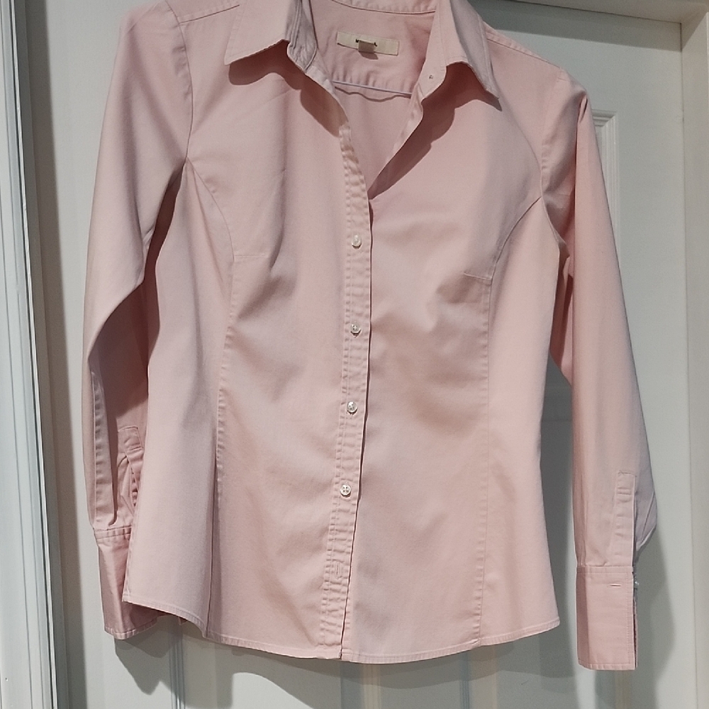 Merona Pink Long Sleeve Fitted Button Down Shirt